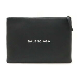 BALENCIAGA Logo Shopping Clip Clutch Bag Shoulder Black